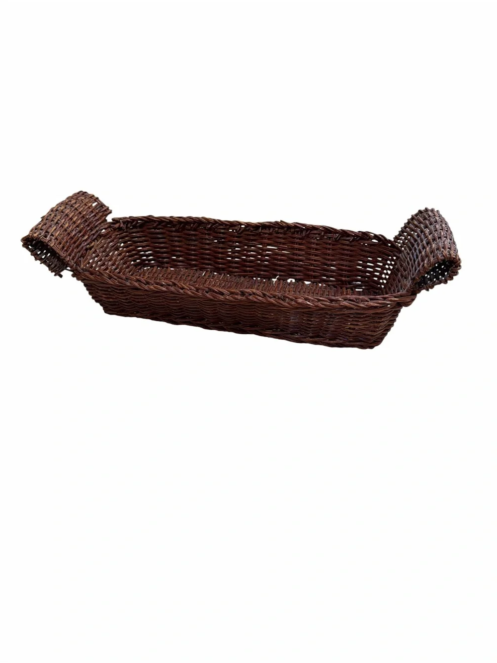 Vintage Wicker Basket Tray Long Rectangular Rustic Farmhouse Cottagecore Boho